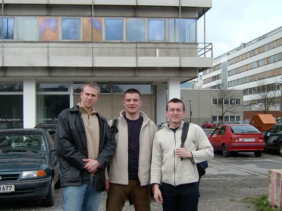 First day in Hannover - Filip, Piotr and me standing at Appeltrasse 9A